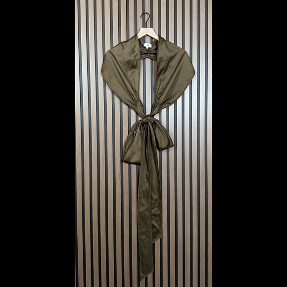 LPA Shrug Small Womens Brown Tie Up Satin Cover Up Sweater Accessory - Picture 1 of 6